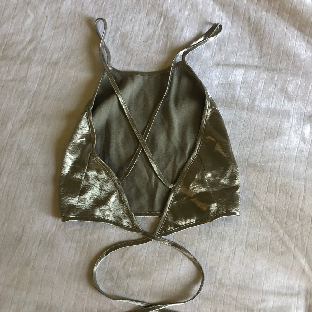 Silver wrap crop top